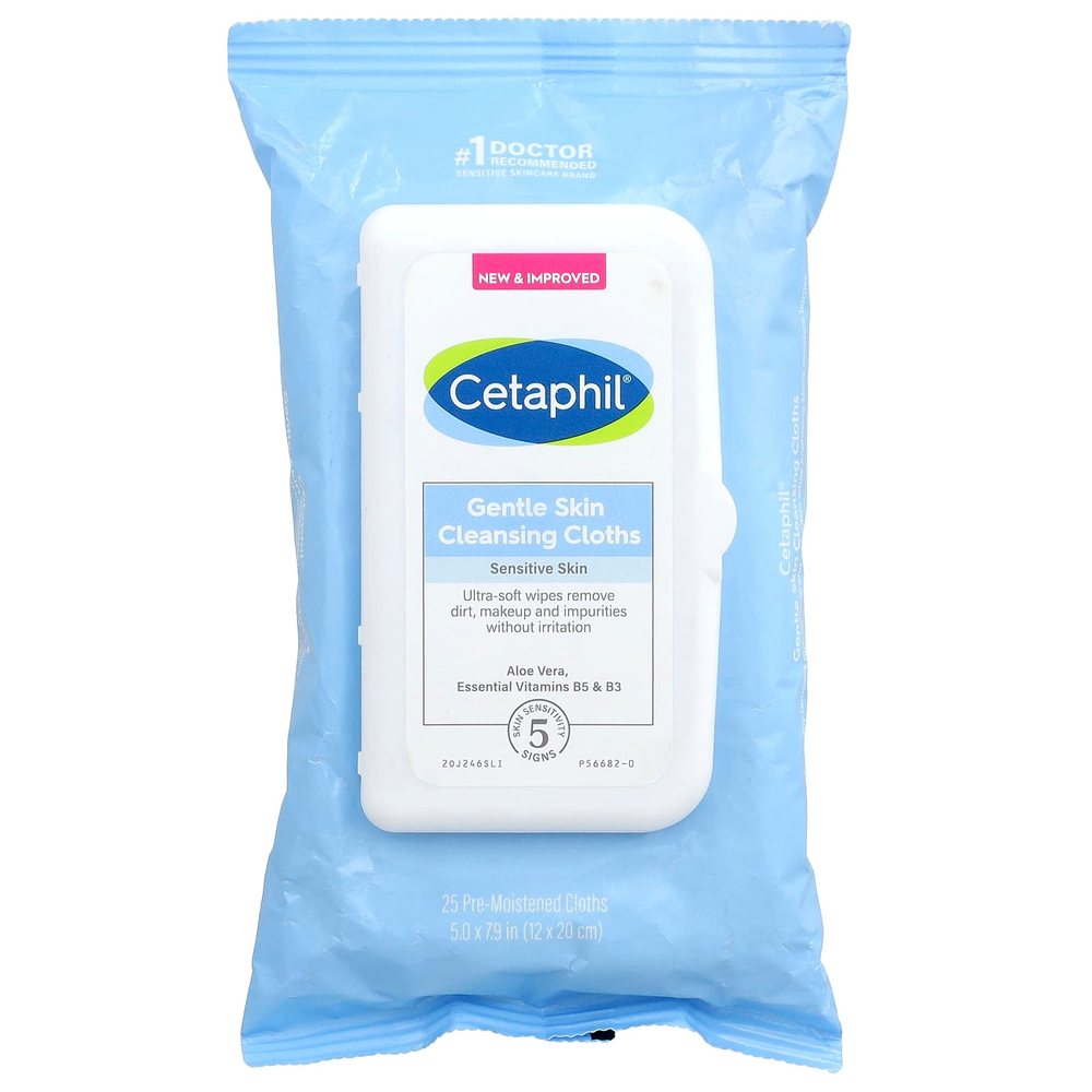 Cetaphil, Деликатные салфетки для очищения кожи, без отдушек, 25 предварительно увлажненных салфеток