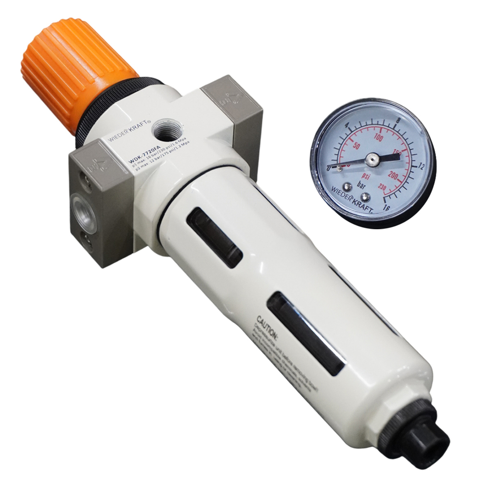 WDK-7720FA Фильтр-масловлагоотделитель 1/4" 5 мкм, 16 бар, с регулятором давления и автоматическим сбросом