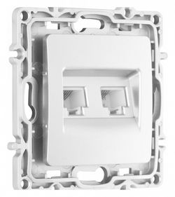 Розетка двойная RJ-11 и Ethernet RJ-45, без рамки Arte Milano am-217 217.44-1.silver