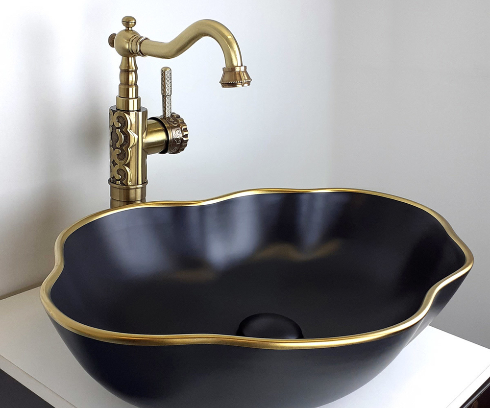Раковина-чаша Bronze de Luxe черная, 500х380х130