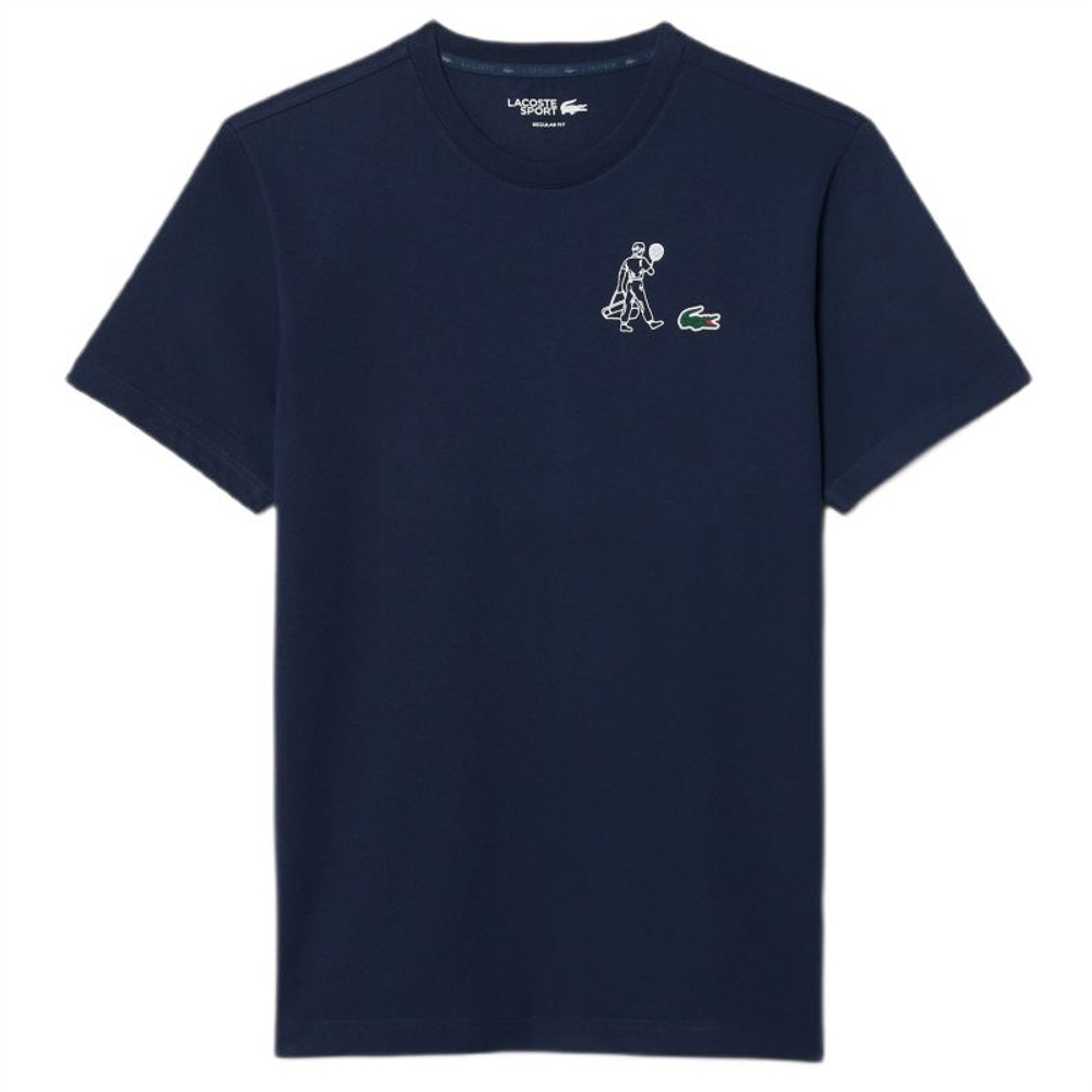 Мужская теннисная футболка Lacoste Ultra Dry Printed - navy blue