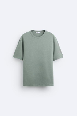ZARA ФУТБОЛКА ИЗ РЕЛЬЕФНОЙ ТКАНИ, МЯГКИЙ ЗЕЛЕНЫЙ