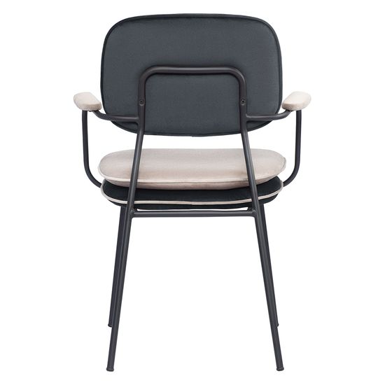 Стул с подлокотниками и контрастным кантом pea, велюр, темно-серый/бежевый