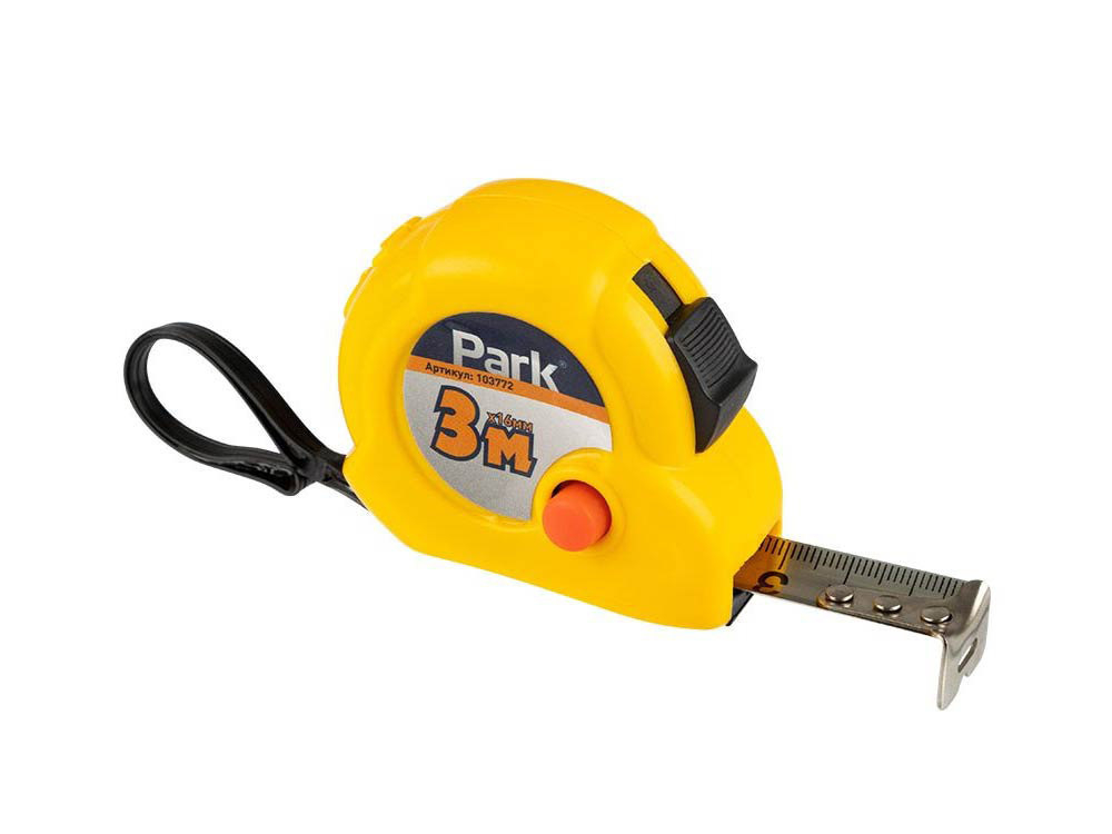 Рулетка 3*16мм с фиксатором пластиковый корпус Park