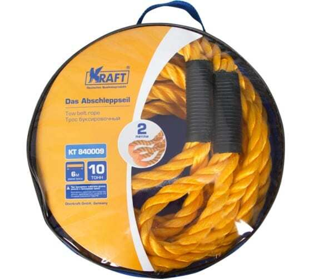 Трос буксировочный канатный Kraft (10т-6м)