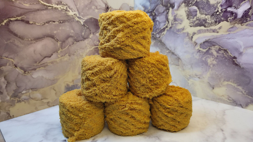 Софти пряжа Махровая 100%полиэстер 6х55г/60м Горчичный