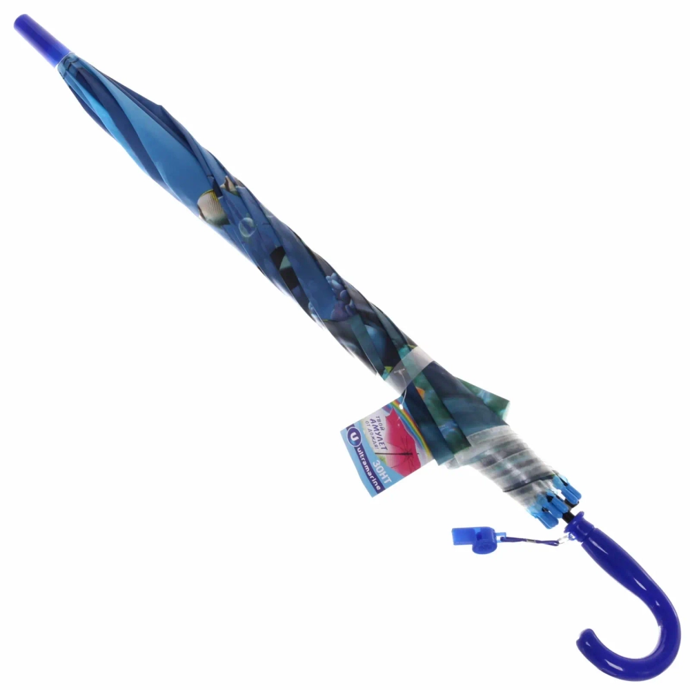 Зонт детский полуавтомат «Ultramarine - Морские жители», 8 спиц, d-100см, длина в слож. виде 65см