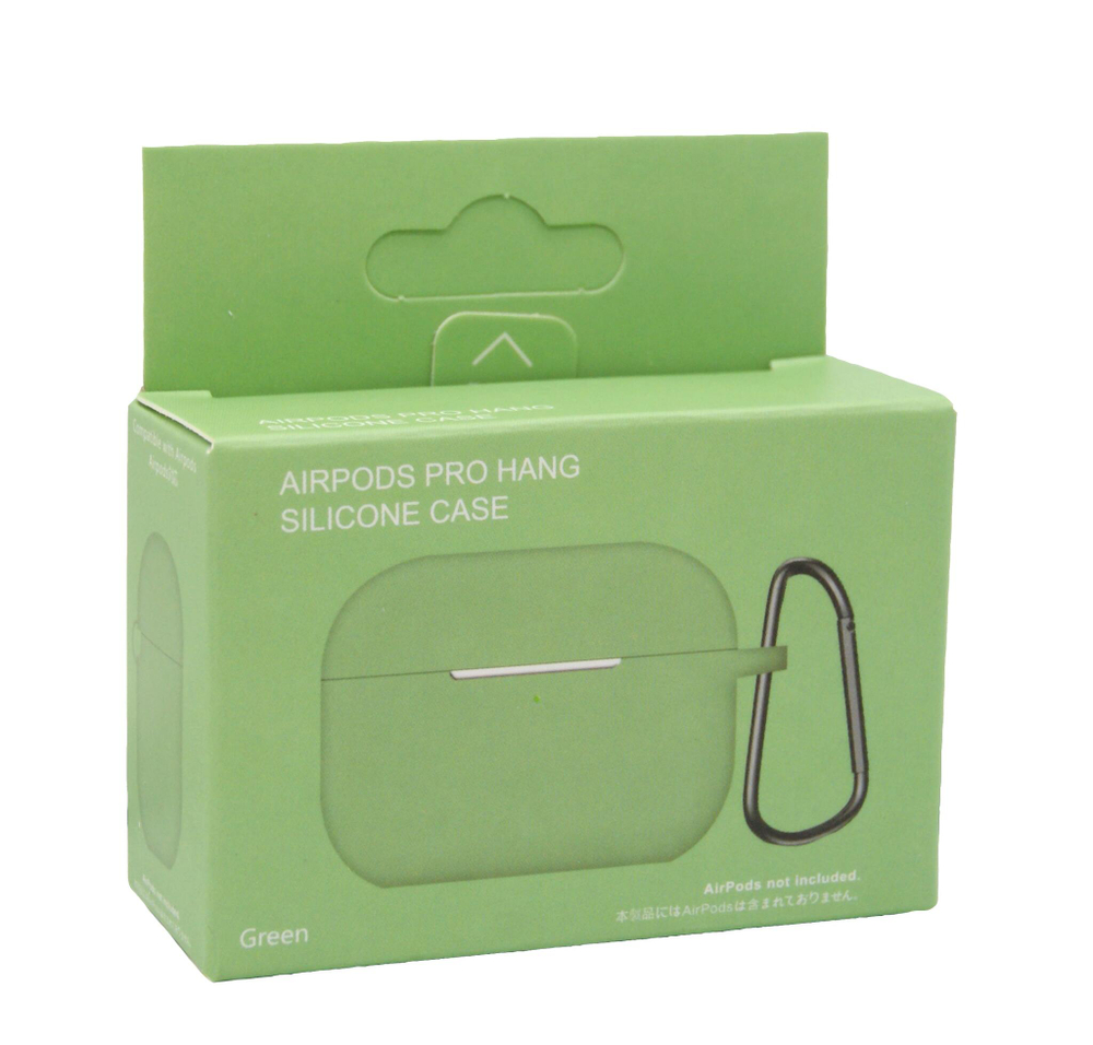 Чехол для AirPods Pro Hang Silicone SL (Green) с карабином