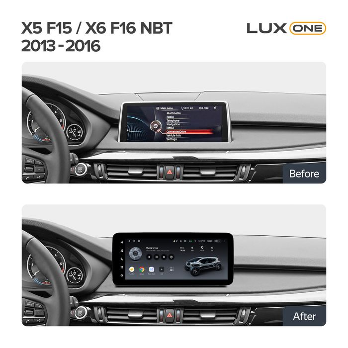 Магнитола для BMW X5 F15, X6 F16 2013-2016 NBT - Teyes LUX ONE ROUND монитор 12.3" 2K QLED на Android 10, Быстрая, CarPlay, 4G SIM-слот