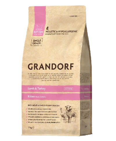 Grandorf Kitten Holistic для котят с 3 недель ягненок с индейкой 400гр.