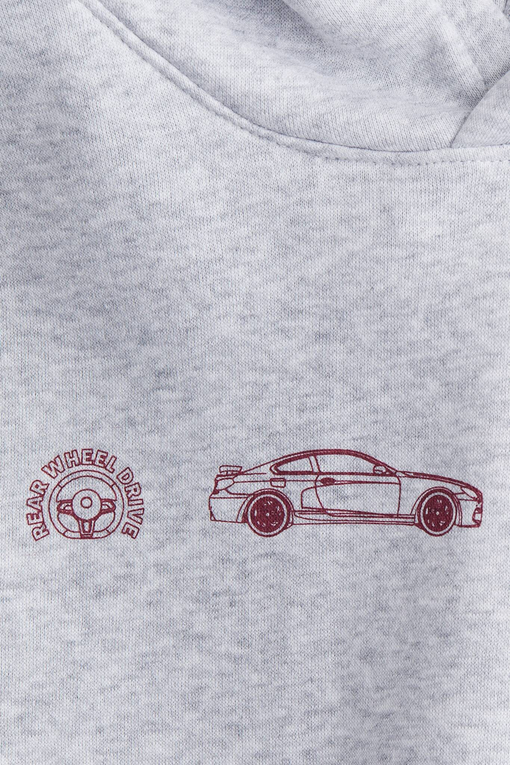 H&M Толстовка с капюшоном и принтом, серый меланж