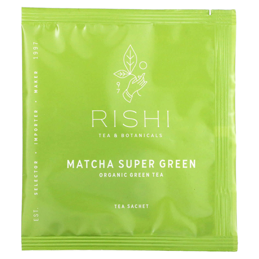 Rishi Tea, Organic Green Tea, Matcha Super Green, 15 пакетиков, 40,5 г (1,42 унции)