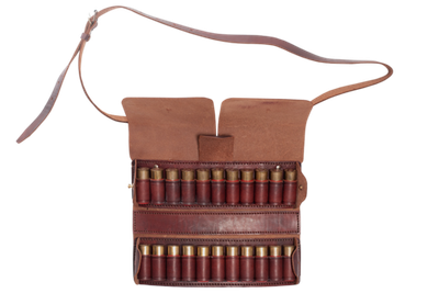 Патронташ двухрядный раскладной Хольстер 25 лет 22п.12кал. / кожа ((Коричневый))