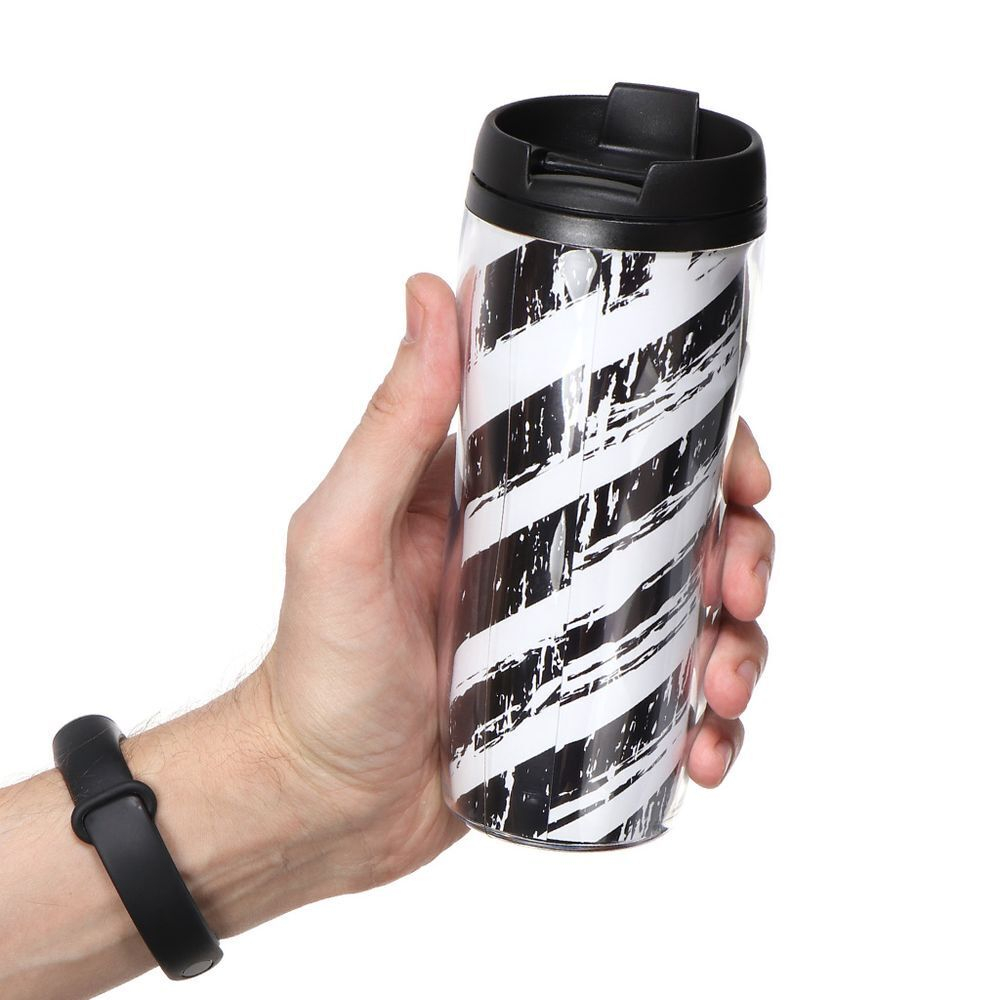 Термокружка пластик, 0.38 л, Daniks, Графика 3, YYCF001-17