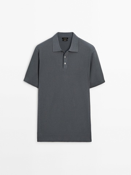 Massimo Dutti Трикотажное поло с короткими рукавами, серый