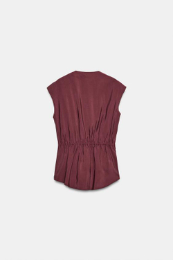 ZARA СТРУЯЩИЙСЯ ТОП С УЗЛОМ, ТЕМНЫЙ ЧЕРЕПИЧНЫЙ