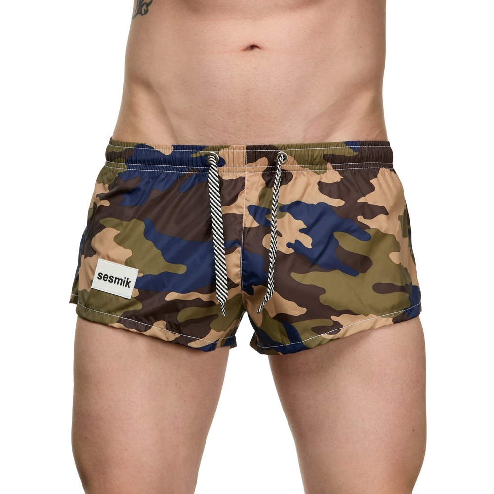 Мужские шорты коричневые с камуфляжным принтом Sesmik ALEX MILITARY BROWN-BLUE