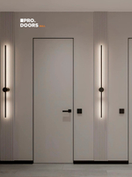 Скрытая дверь под покраску с черной кромкой, Дверь межкомнатная скрытого монтажа Invisible Revers, Левая