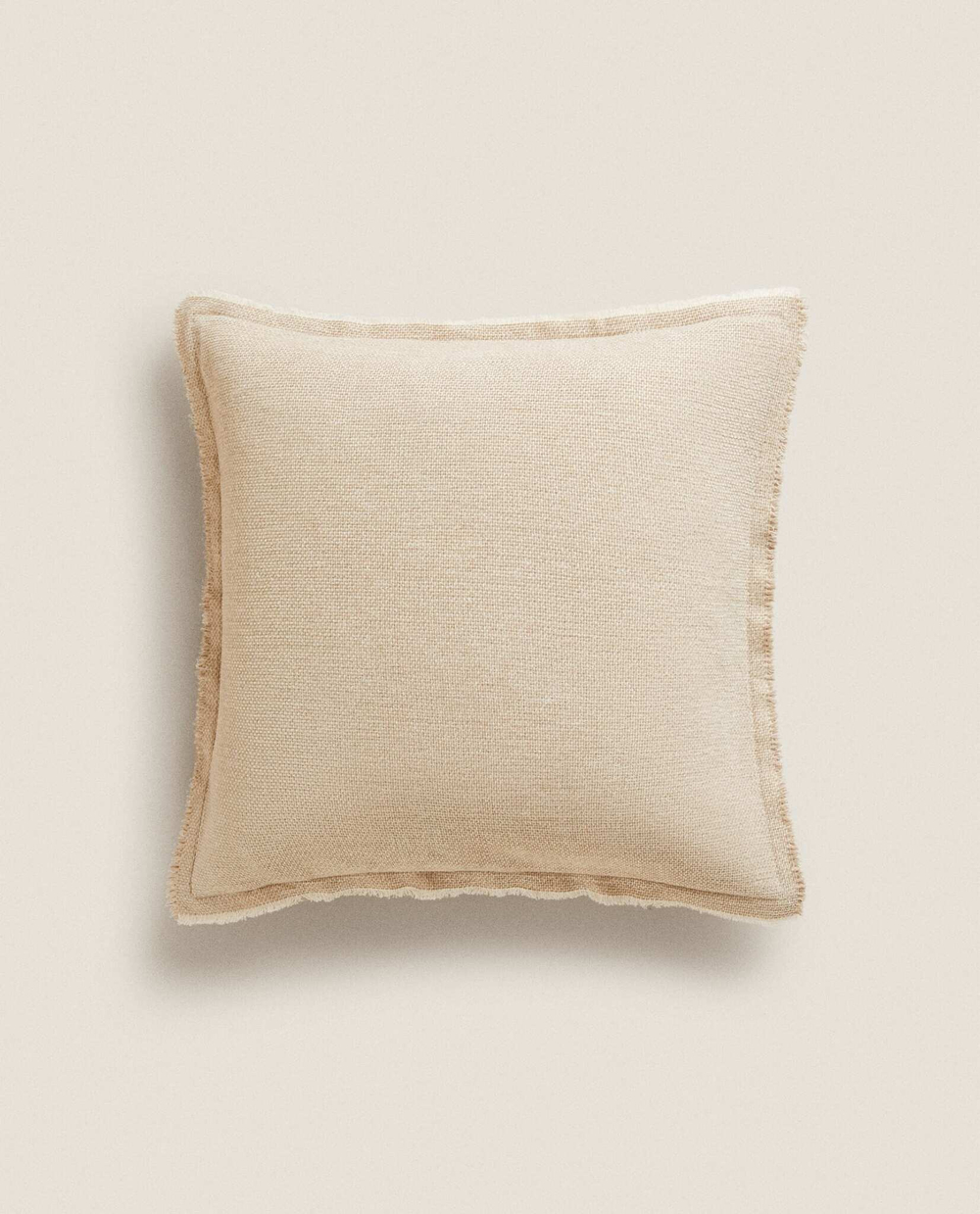 ZARA HOME ЧЕХОЛ ДЛЯ ДЕКОРАТИВНОЙ ПОДУШКИ ИЗ СИНЕЛИ, СВЕТЛО-БЕЖЕВЫЙ