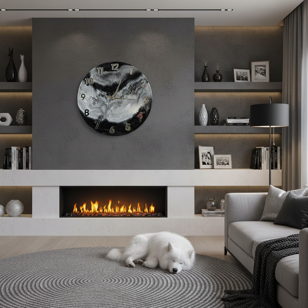 Настенные часы «Мраморный срез» 50 см из эпоксидной смолы ручной работы подарочные