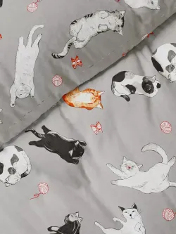 Наволочка комплект 2шт перкаль Сказка "Kitties" 45х45 см на молнии