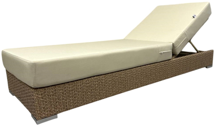 Шезлонг-лежак плетеный с матрасом ReeHouse Mantera, бежевый люкс, светло-бежевый