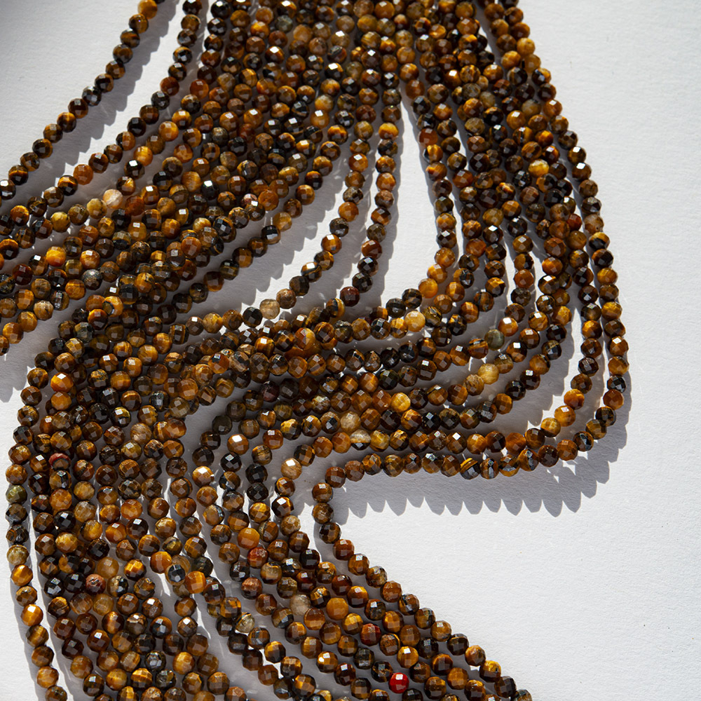 Тигровый глаз натуральный, шар 3мм, микроогранка