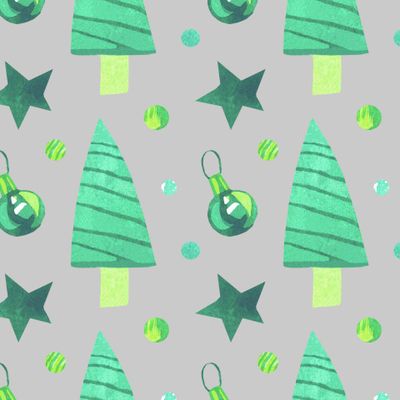 Бесшовный акварельный принт зелёным рождеством