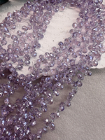 Бусины из хрустального стекла, капля 6*4 мм, радужный/фиалка, нить 40 см