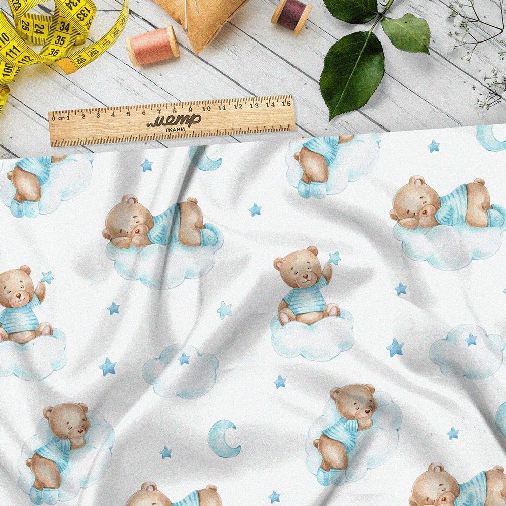 Ткань штапель сонные медвежата