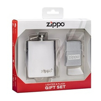 Подарочный набор Zippo (зажигалка Brushed Chrome и фляжка)