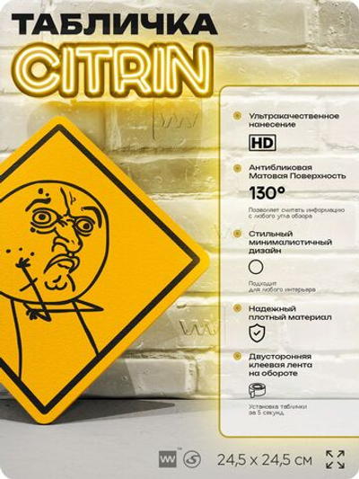 Табличка мем "Мем фейс" шуточная прикольная табличка на дверь и стену, для офиса и дома, декоративный знак, 24,5х24,5 см, пластиковая, Айдентика Технолоджи