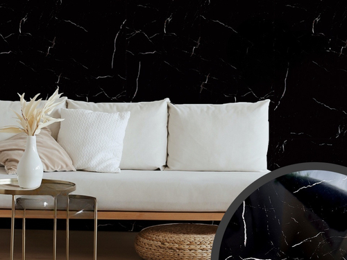 Самоклеящаяся панель ПВХ Мрамор черная луна 600х300х2 мм