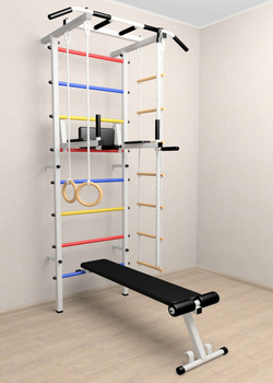 Шведская стенка Sv Pro 805 (Турник Pro/Брусья/стойка/Скамья/Канат/Kольца/Лестница)