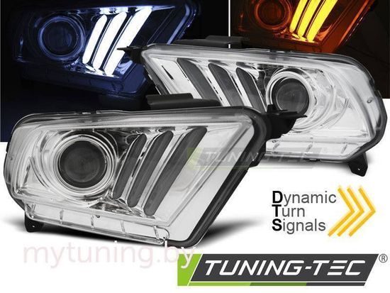 Передние фары tube light chrome для Ford Mustang V