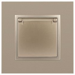 14-2103-04 ЭРА Розетка 2P+E Schuko со шторками с крышкой, 16A-250В, IP20, Эра Elegance, шампань (10/ | Elegance Шампань