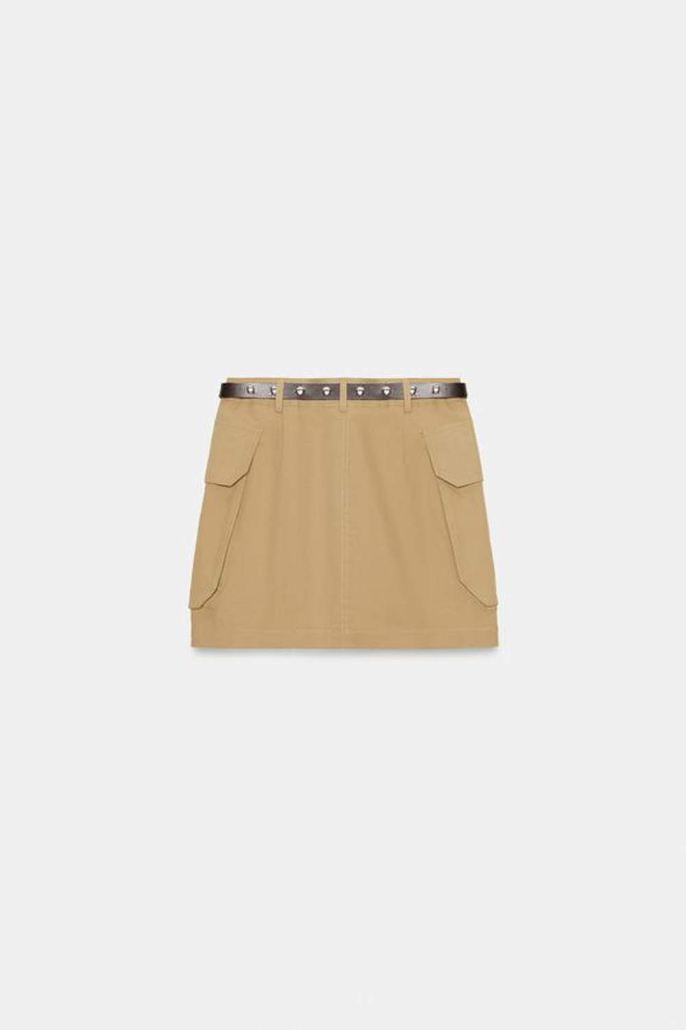 ZARA МИНИ-ЮБКА КАРГО С РЕМНЕМ, МЯГКИЙ КАШТАНОВЫЙ