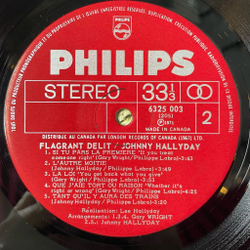 Винтажная виниловая пластинка LP Johnny Hallyday Flagrant Delit (Canada 1971)