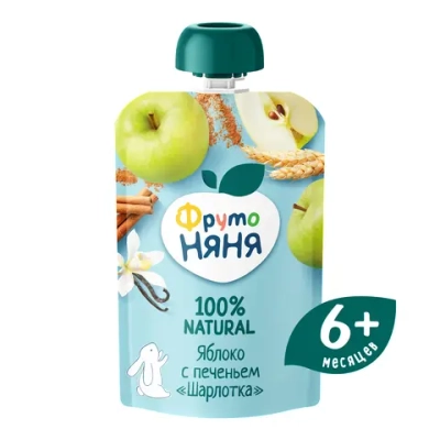 Фрутоняня пауч пюре Шарлотка 90г с 6 месяцев