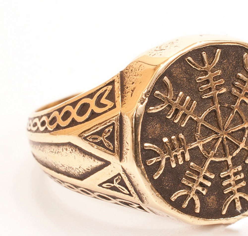 Перстень-оберег из бронзы Агисхьяльм RH00610