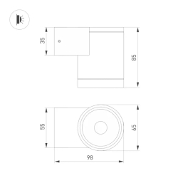 Светильник LGD-RAY-WALL-R65-9W Day4000 (GR, 23 deg, 230V) (Arlight, IP65 Металл, 3 года) 044852(1)