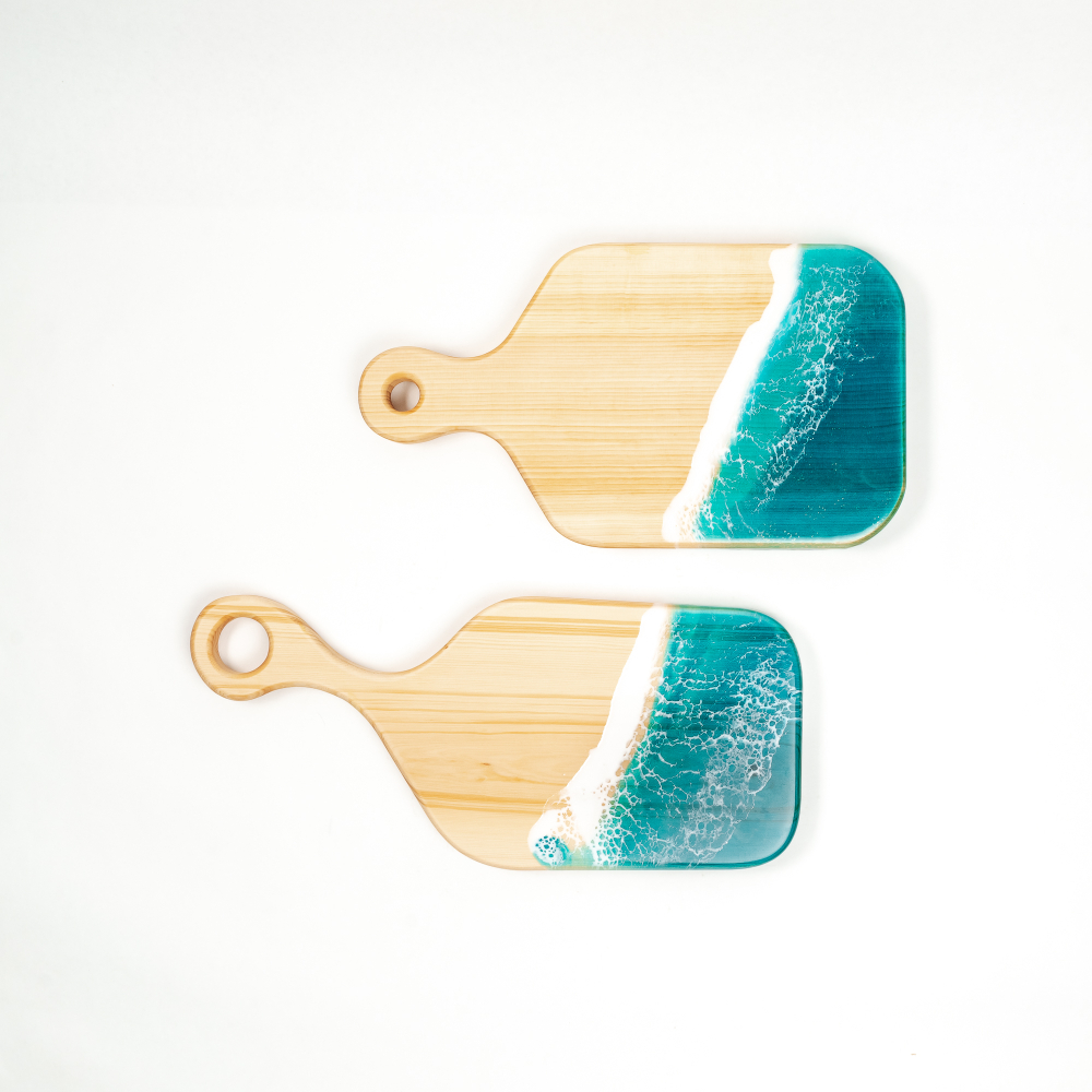 Набор разделочных досок из сибирского кедра с эпоксидной смолой 2 шт. RDN34