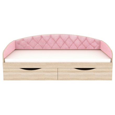Кровать односпальная КарИВи Беллуччи с каретной стяжкой 80х190 Дуб Сонома Розовый
