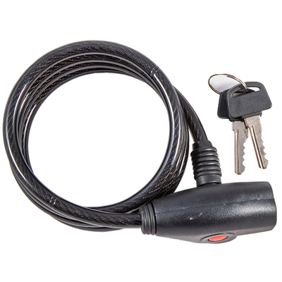 Замок велосипедный Tech Team 10 мм. х 120 см. , трос спиральный, с ключом, держателем, черный.(GK102.106+Gk-01)