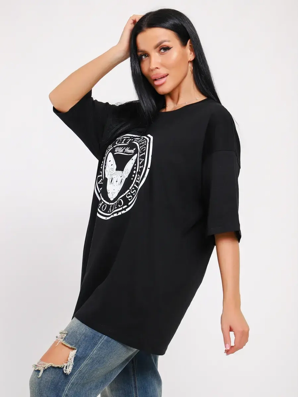 Футболка оверсайз больших размеров принт