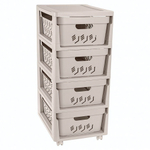 Комод на колесах deluxe, 4 ящика, 300х385х690 мм (светло-бежевый)