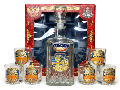 Подарочный набор графин и стопки для охотника