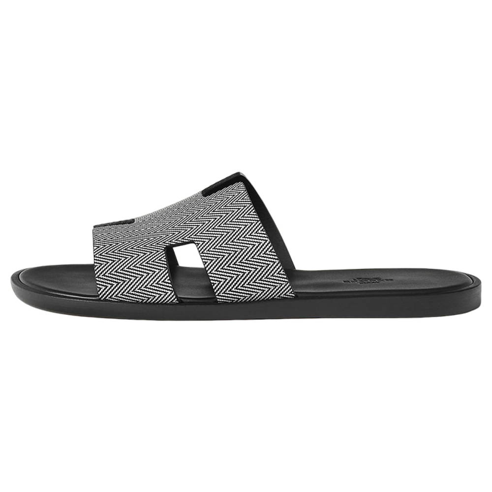 Hermes Izmere open-toed one-piece suit wear fashion sandals men's black and white, H231806Z H11
