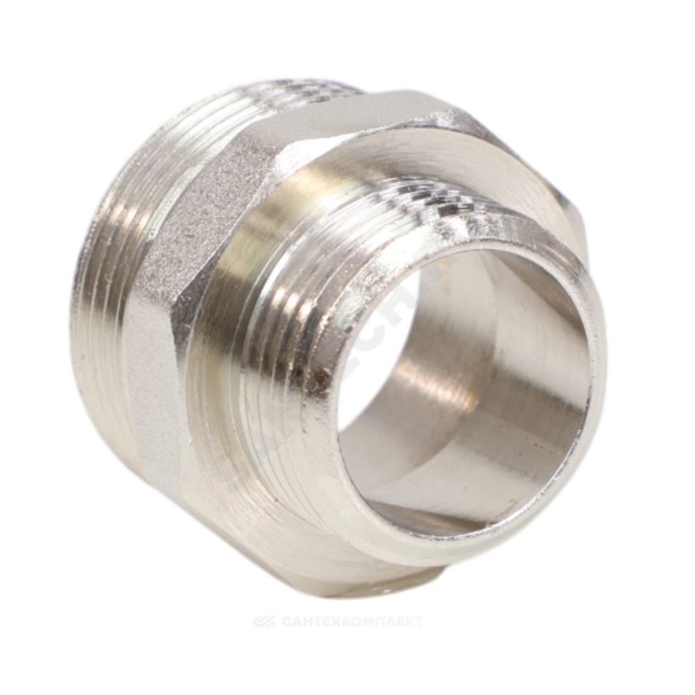 Ниппель латунь никель переходной Ду 32х15 (1 1/4"х1/2") НР VALFEX VF.580.N.114.012