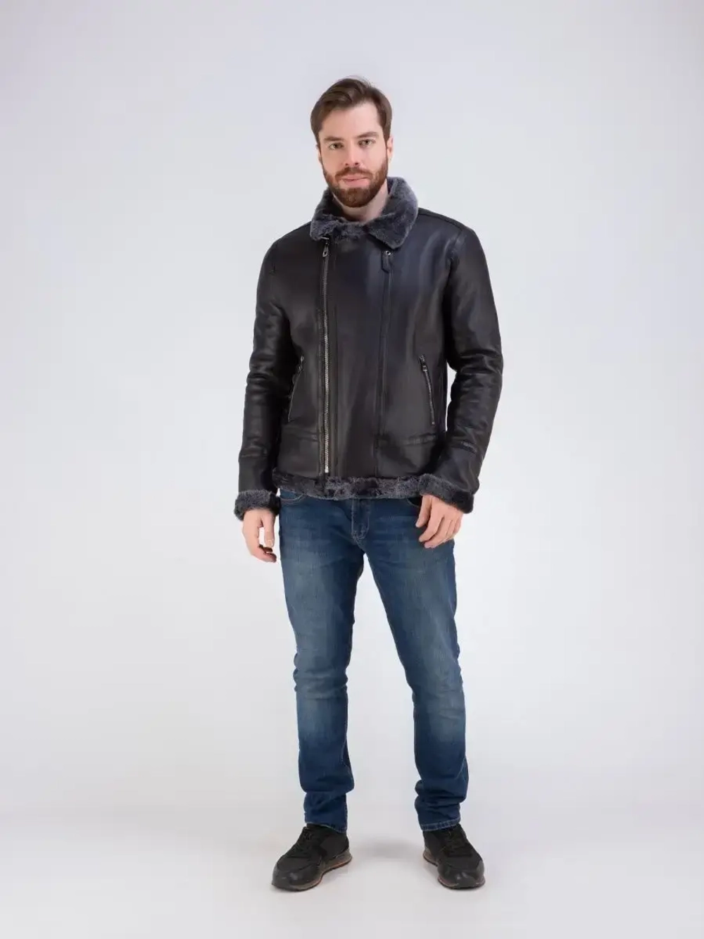 Дубленка мужская натуральная авиатор зимняя Турция